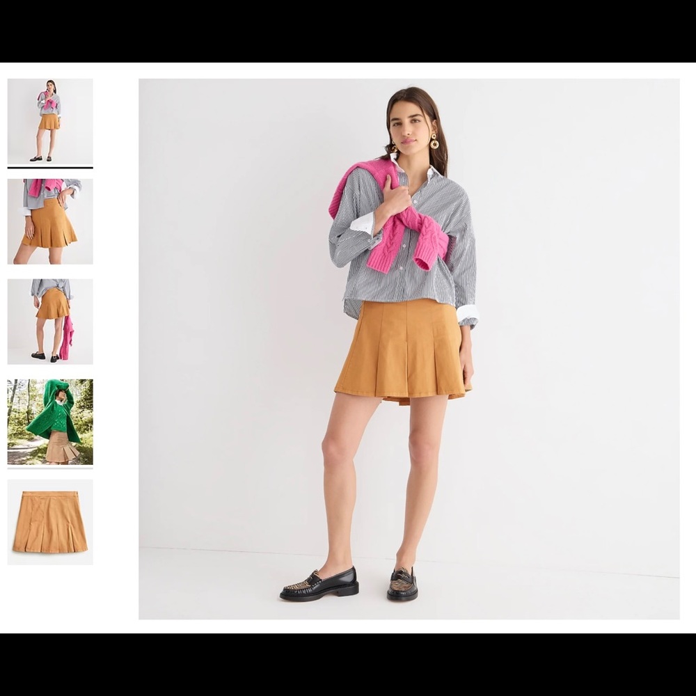 NWT J CREW Pleated chino mini skirt size4 NAVY